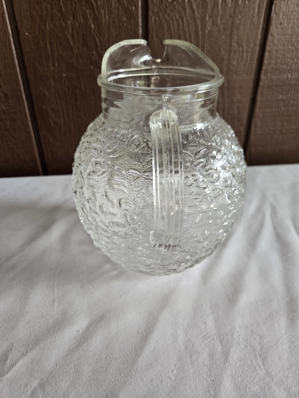 Clear Textured Glass Pitcher